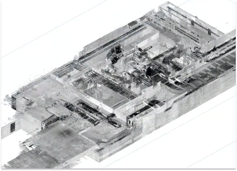 LiDAR — point cloud scan of industrial facility