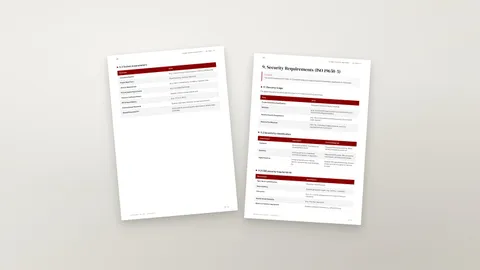 Technical parameters and security requirements pages