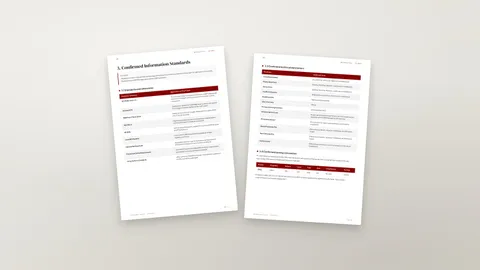 Confirmed information standards and technical parameters pages