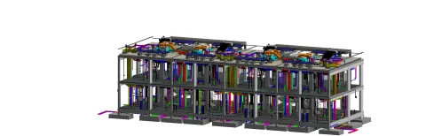 MEP coordination, coordinated HVAC, electrical, plumbing and fire across a tower riser zone
