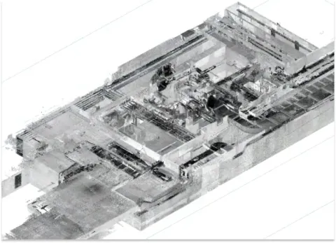 LiDAR, point cloud scan of industrial facility