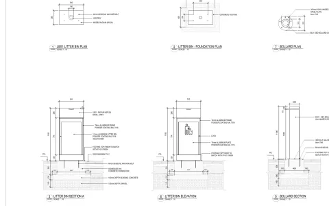 Signage drawing pack, fabrication and installation detail sheet