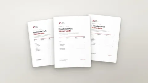 ISO 19650 template library, Developer, Contractor and Consultant pack master guide covers